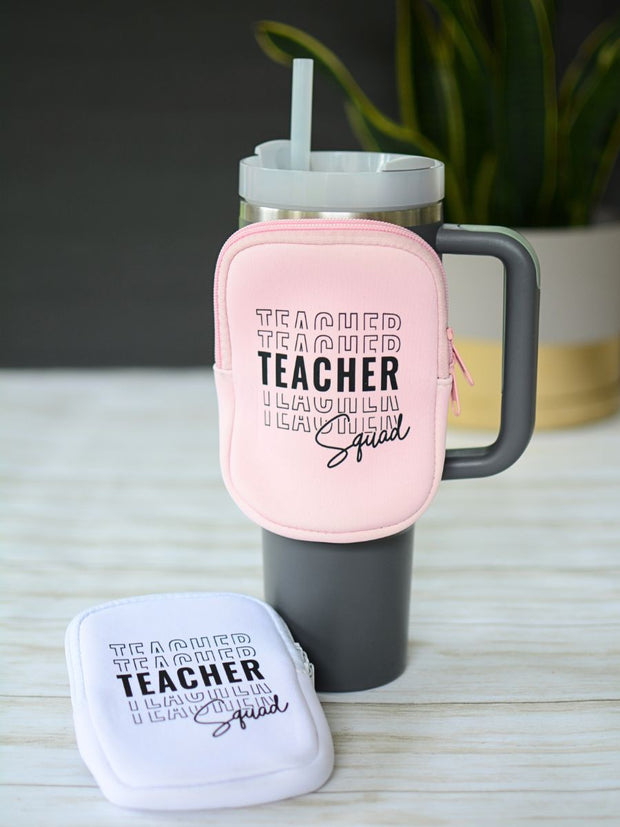 Teacher Squad Water Bottle Tumbler Pouch Wallet Organizer Pink Suprema Rose