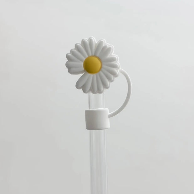 White and Yellow Daisy Straw Topper