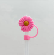 Pink and Yellow Flower Strawtopper