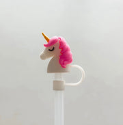 Pink and White Unicorn Straw topper