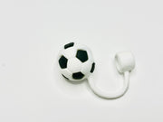 Black and White Soccerball Strawtopper