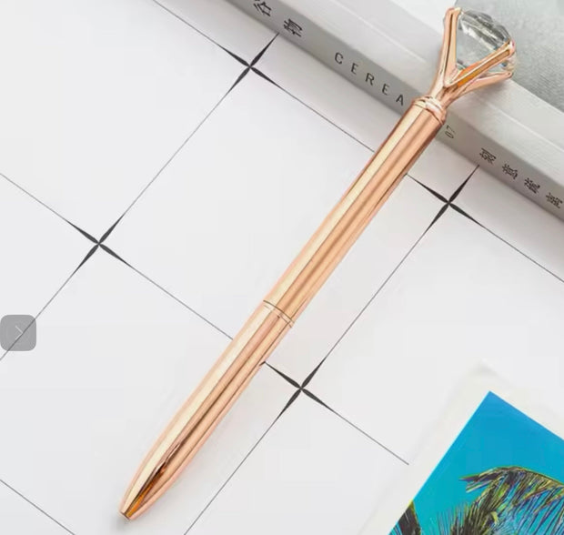 Rose Gold Diamond Topped Writing Pen Suprema Rose